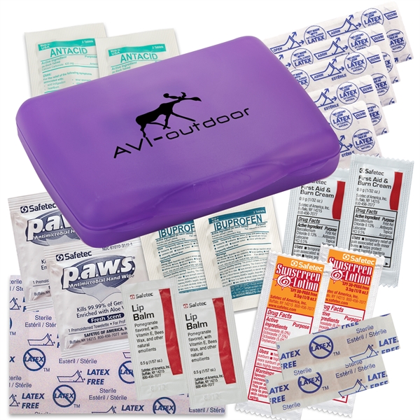 Outdoor first aid kit with latex free bandages, first aid cream... from ASI 52840 Evans Manufacturing