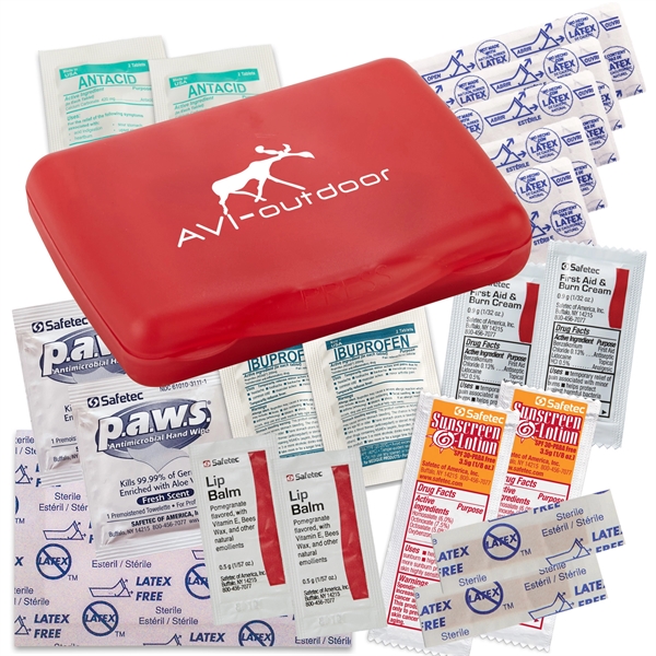 Outdoor first aid kit with latex free bandages, first aid cream... from ASI 52840 Evans Manufacturing