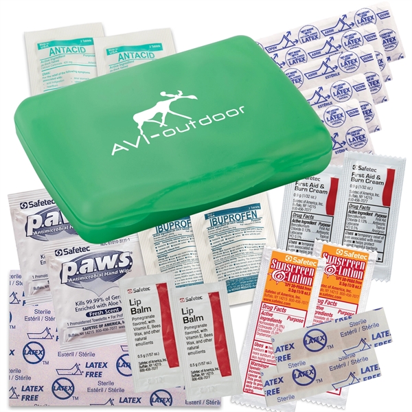 Outdoor first aid kit with latex free bandages, first aid cream... from ASI 52840 Evans Manufacturing