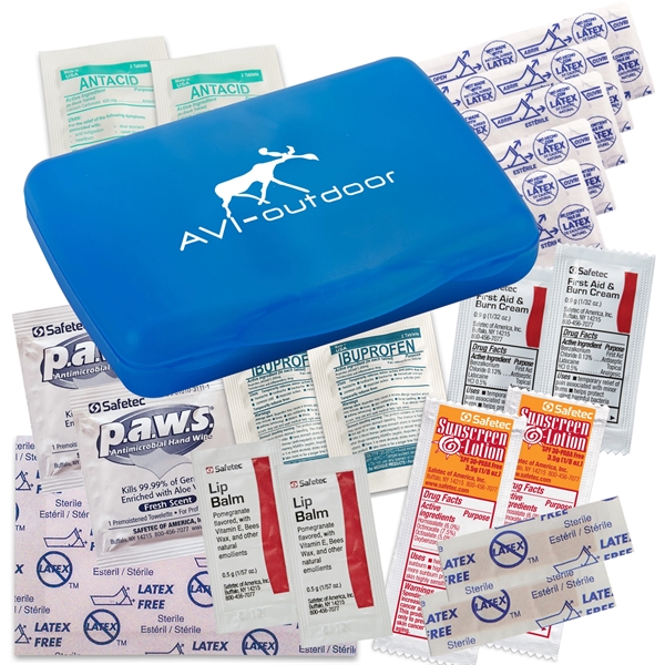 Outdoor first aid kit with latex free bandages, first aid cream... from ASI 52840 Evans Manufacturing