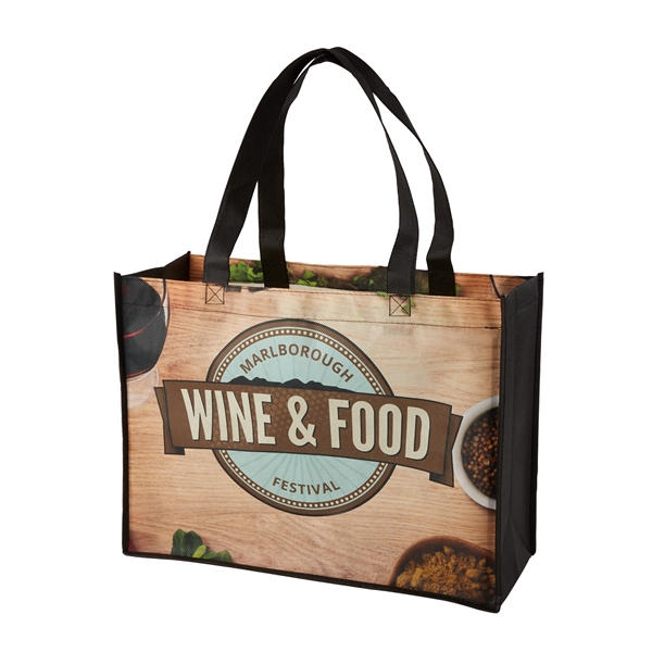 6" x 16" x 12" non-woven shopping tote bag with edge-to-edge... from ASI 52840 Evans Manufacturing