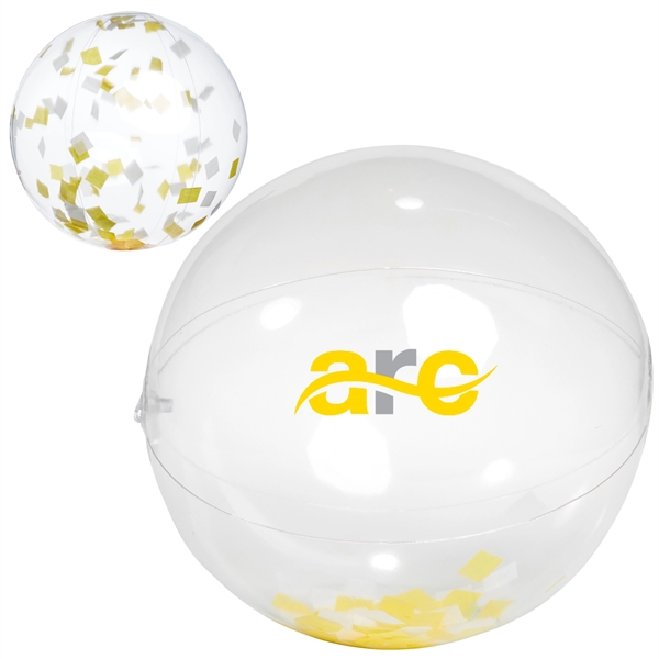 16" clear PVC inflatable beach ball with confetti fill.... from ASI 63549 Jornik Manufacturing Corp / Jornik
