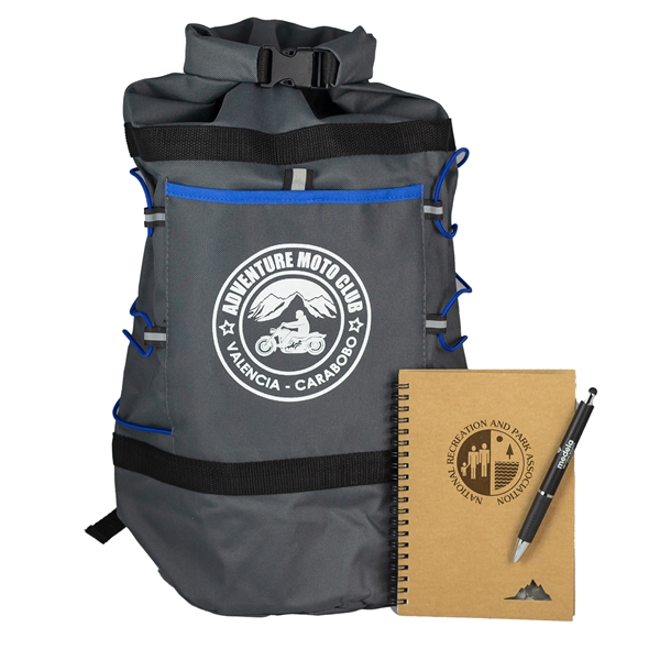 Essentials kit with a duffel bag, notebook, and stylus pen.... from ASI 57653 Gold Bond