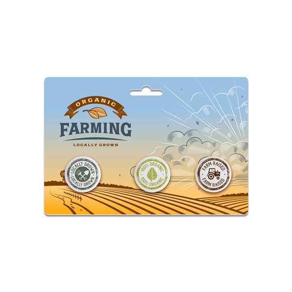 Set of three 1" round pins on 5.875" x 3.875" full... from ASI 62088 IDProductsource