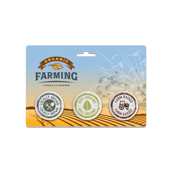 Set of three 1.5" round pins on 5.875" x 3.875" full... from ASI 62088 IDProductsource