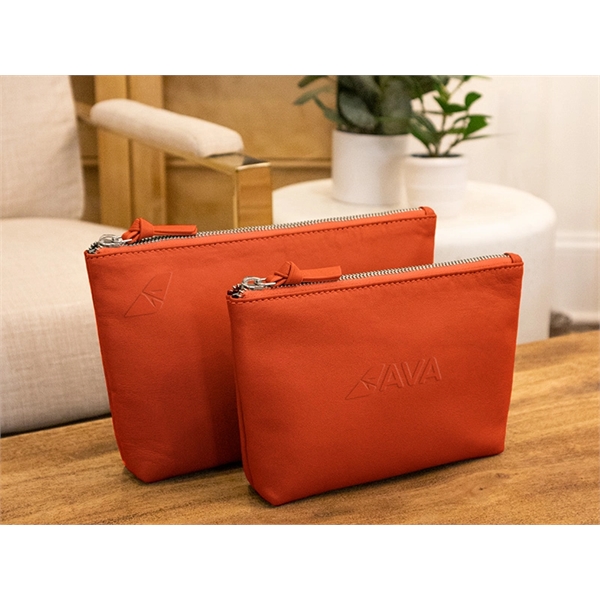 Pantone Matched, Real Leather Gusset Pouch, size Medium... from ASI 45657 Pop! Promos