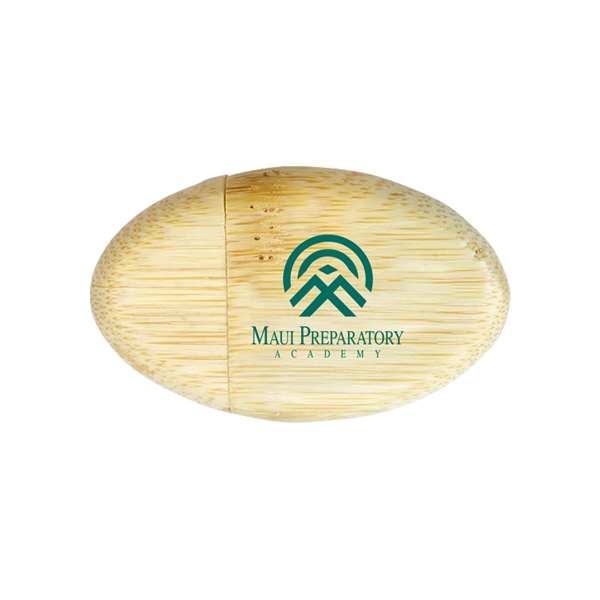 Oval shape, solid bamboo made USB with custom imprint and any... from ASI 90154 Sunjoy Group Inc