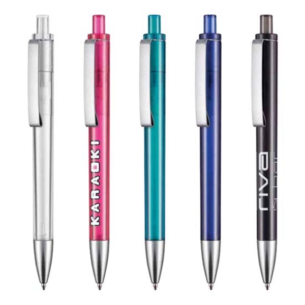 Ballpoint pen with translucent barrel, polished metal clip and tip... from ASI 84592 St Regis Group