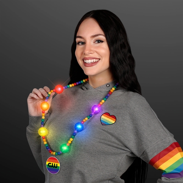 Bright Beads Rainbow Party Necklace with Medallion; Domestic and Overseas Imprint... from ASI 34194 ALightPromos