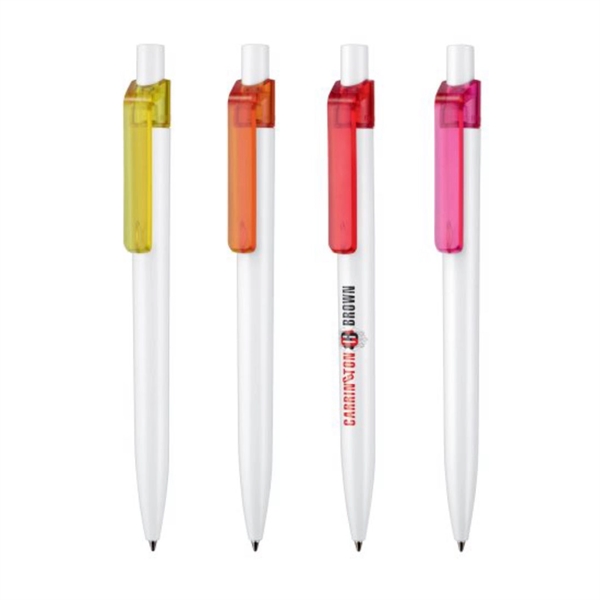 Ballpoint pen with white barrel, pusher and translucent clip... from ASI 84592 St Regis Group