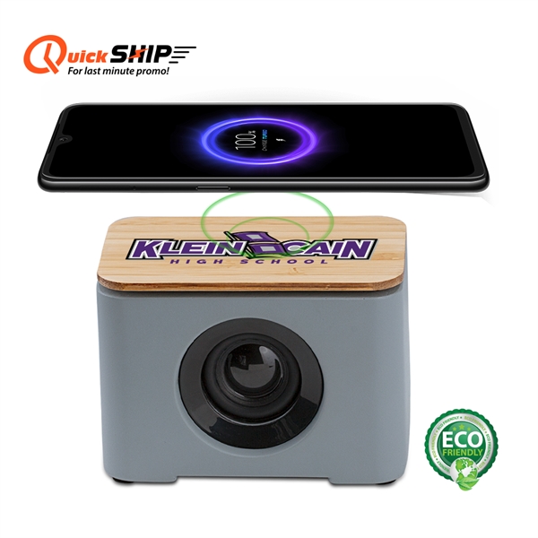 Eco Friendly 2-in-1 Bamboo Wireless Charger and Cement Speaker... from ASI 90154 Sunjoy Group Inc