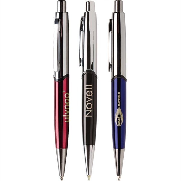 Click-action metal executive style ballpoint pen with silver accents... from ASI 61966 HPG / Hub Pen