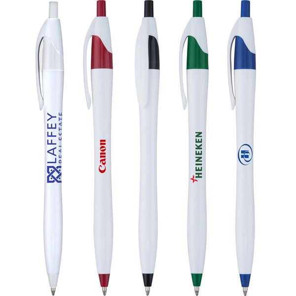 White plastic ballpoint click action pen.... from ASI 68190 Lungsal / Lungsal