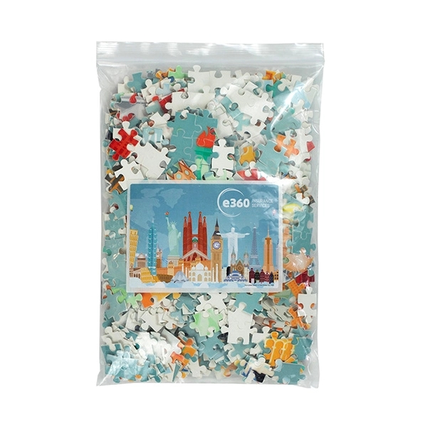 500 piece custom jigsaw puzzle in resealable bag with completed reference... from ASI 62660 Innovation Line