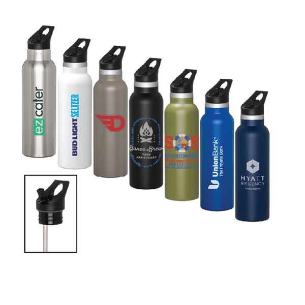 Insulated stainless steel bottle with straw, 20oz. plus 1 color pad... from ASI 37218 Athena Promo (tm)
