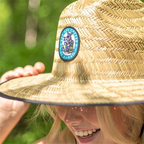 MOQ 10PCS Straw Hat with Custom patch, comes with black leaves... from ASI 72657 Active Life Promo / Apres Ski Active Life Promo