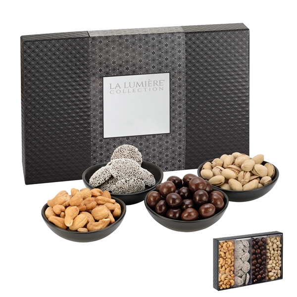 Divine De Lux Combo with Dark Chocolate Nonpareils, Pistachios, Milk &... from ASI 71685 Midnite Snax®