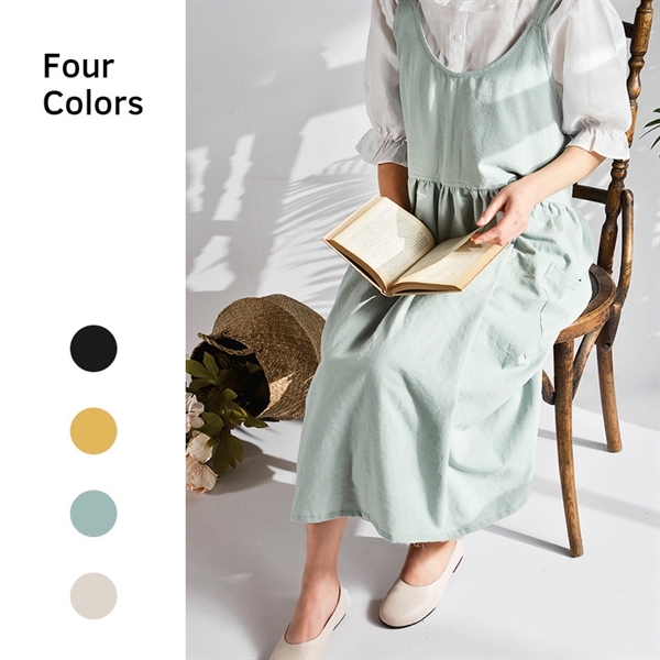 Sundress Bib Apron is 80% Cotton/ 20% Linen. 35.8"W " x34.2"L.... from ASI 36558 Aprons, Etc.