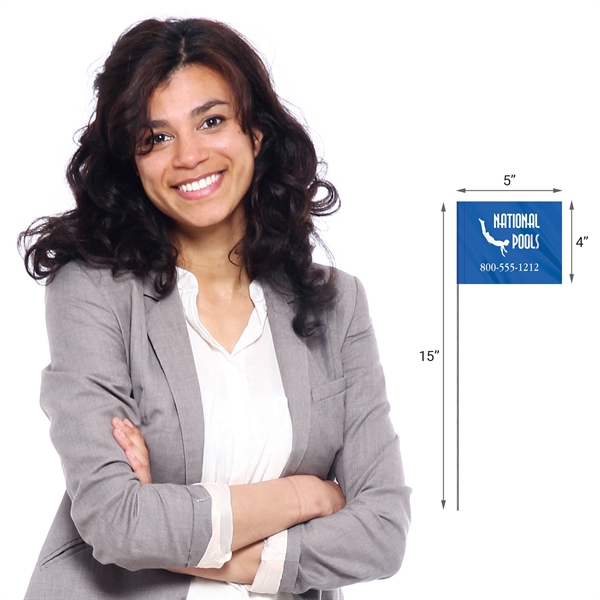 1-Color 4 x 5" Custom Marking Vinyl Flag with 15" Wire... from ASI 80228 Quinn