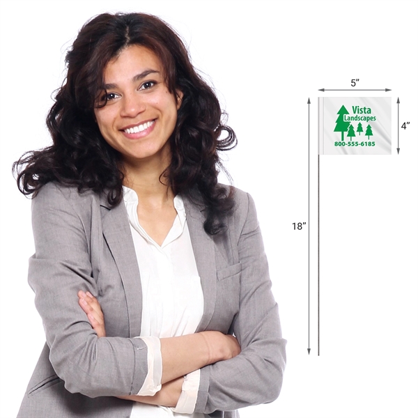 1-Color 4 x 5" Custom Marking Vinyl Flag with 18" Wire... from ASI 80228 Quinn