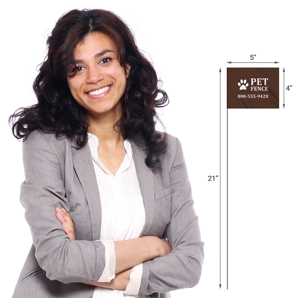 1-Color 4 x 5" Custom Marking Vinyl Flag with 21" Wire... from ASI 80228 Quinn