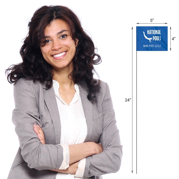 1-Color 4 x 5" Custom Marking Vinyl Flag with 24" Wire... from ASI 80228 Quinn