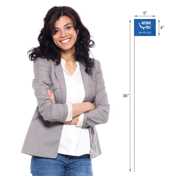 1-Color 4 x 5" Custom Marking Vinyl Flag with 36" Wire... from ASI 80228 Quinn