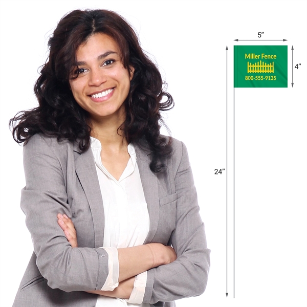 1-Color 4" x 5" Custom Marking Flag w/ 24" Plastic Staff... from ASI 80228 Quinn