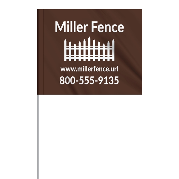 1-Color 5" x 6" Custom Marking Flag w/ 27" Plastic Staff... from ASI 80228 Quinn