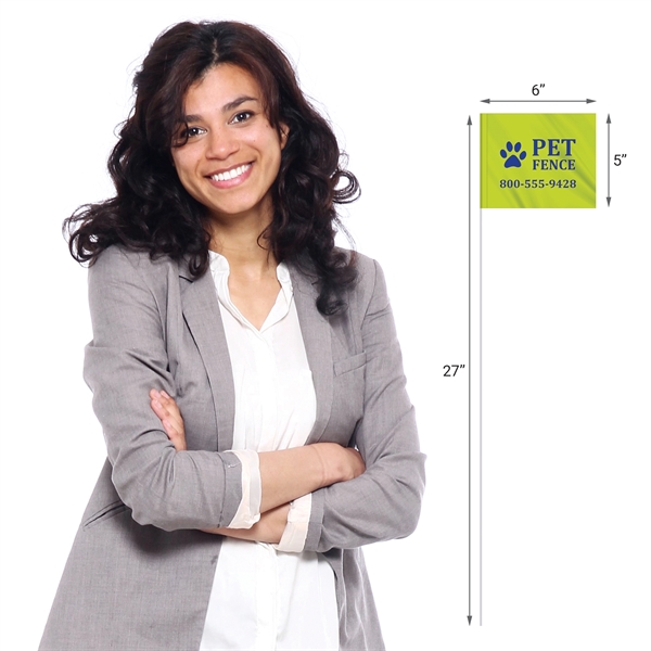 1-Color 5" x 6" Custom Marking Flag w/ 27" Plastic Staff... from ASI 80228 Quinn