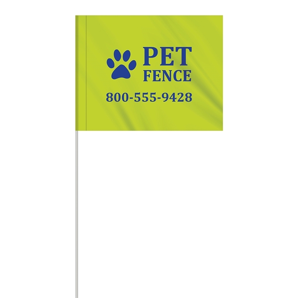 1-Color 4" x 5" Custom Marking Flag w/ 18" Fiberglass Staff... from ASI 80228 Quinn