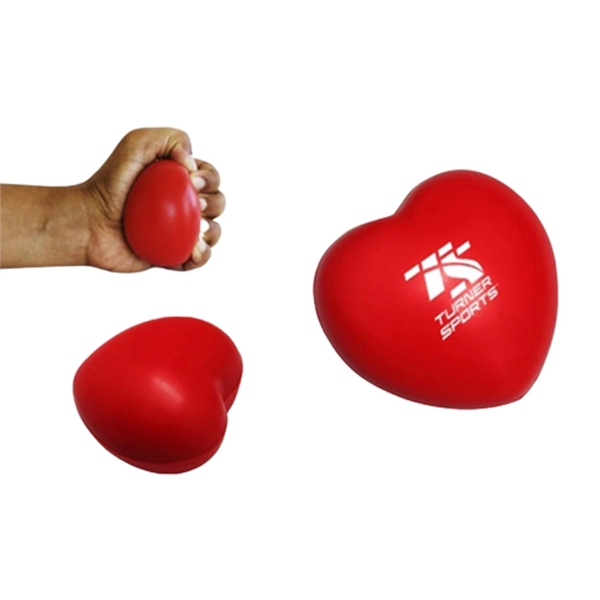 Heart shape stress reliever ball with 1c1p sticker imprint... from ASI 37218 Athena Promo (tm)