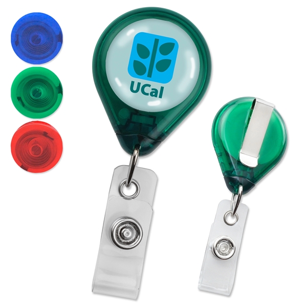 This translucent custom badge reel features an extra large imprint area... from ASI 79898 Promovision / PROMOVISION