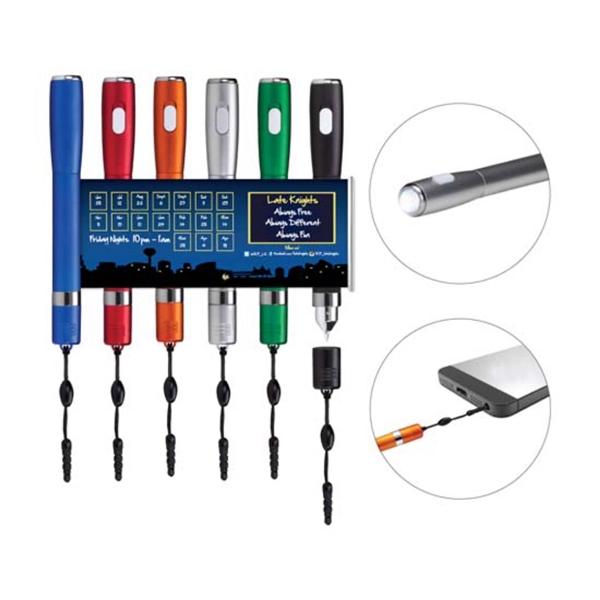 Combination Pen, LED light and 2 sided pullout banner. Headphone jack... from ASI 84592 St Regis Group