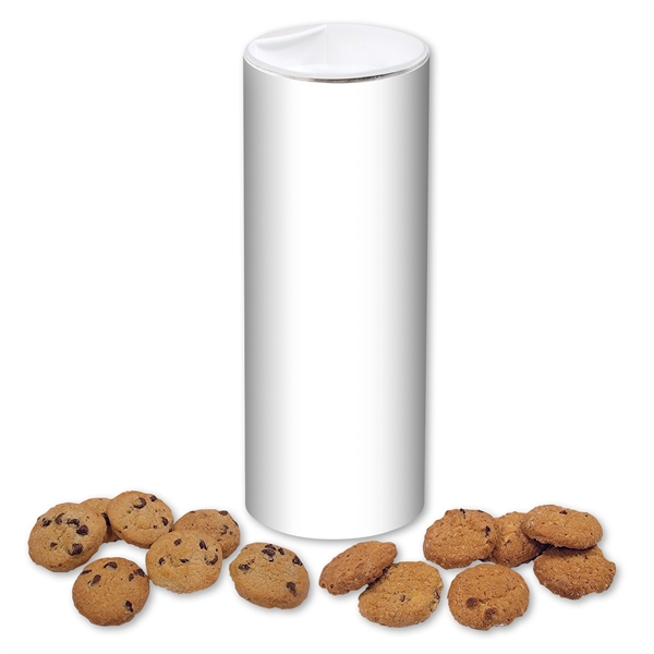 Full-color cylinder filled with bite-sized cookies... from ASI 68680 Maple Ridge Farms Inc
