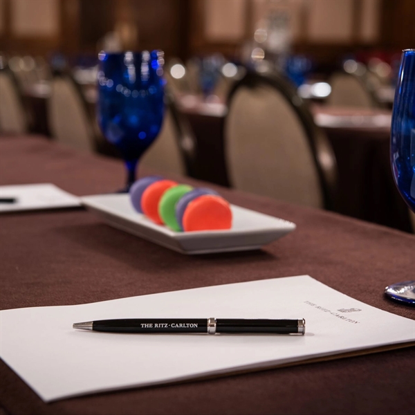 Brass twist-action ballpoint pen with a metallic colored barrel and chrome... from ASI 68190 Lungsal / Lungsal