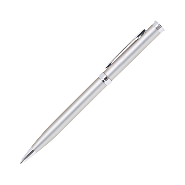 Brass twist-action ballpoint pen with a metallic colored barrel and chrome... from ASI 68190 Lungsal / Lungsal