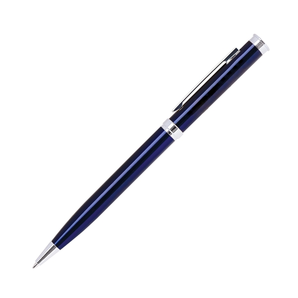 Brass twist-action ballpoint pen with a metallic colored barrel and chrome... from ASI 68190 Lungsal / Lungsal