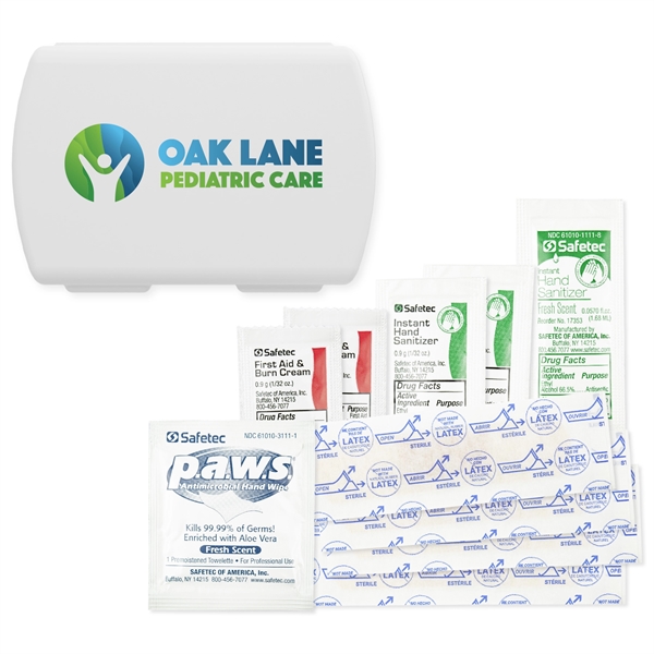 Full color imprinted USA made First Aid Kit with Hand Sanitizers,... from ASI 54040 Fey Promo