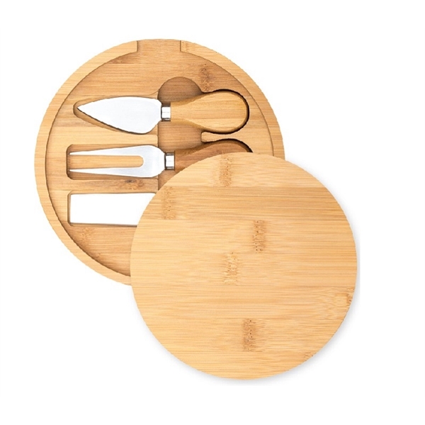 Bamboo mini cheese knife set plus laser engraved on 1 location... from ASI 37218 Athena Promo (tm)