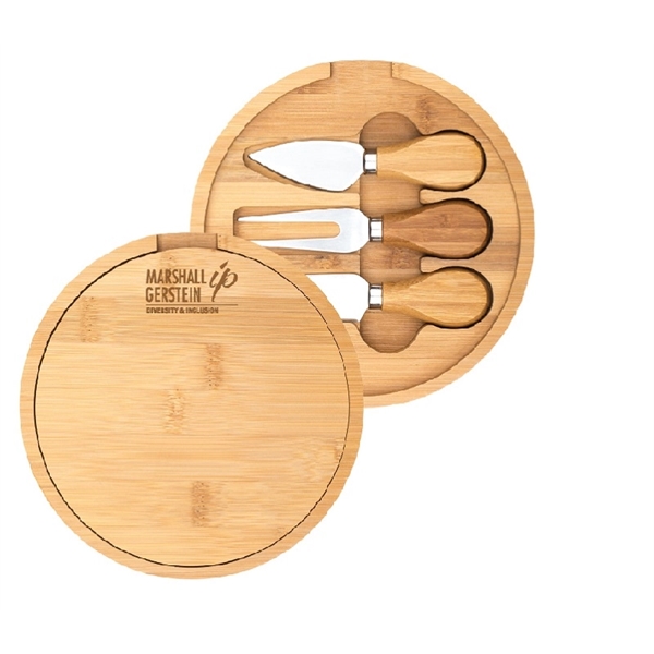 Bamboo mini cheese knife set plus laser engraved on 1 location... from ASI 37218 Athena Promo (tm)