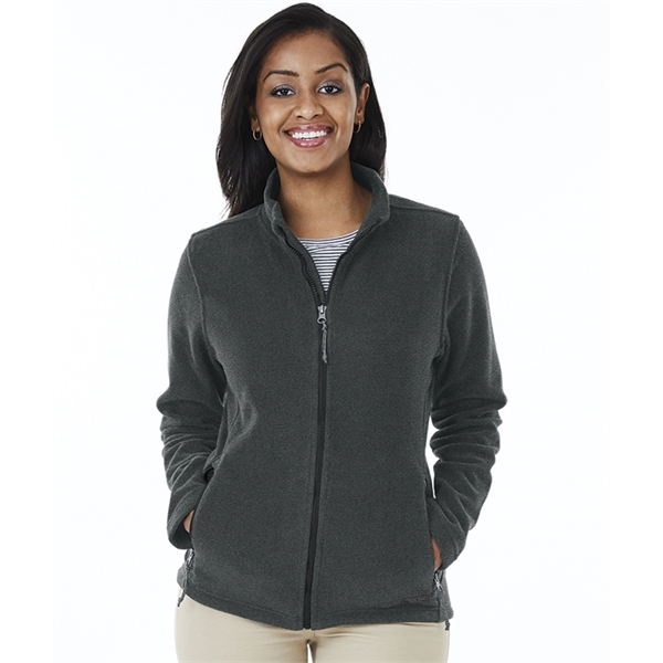 Women's fleece jacket with stand up collar, gray contrast zipper, and... from ASI 44620 Charles River Apparel