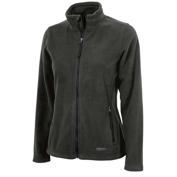 Women's fleece jacket with stand up collar, gray contrast zipper, and... from ASI 44620 Charles River Apparel