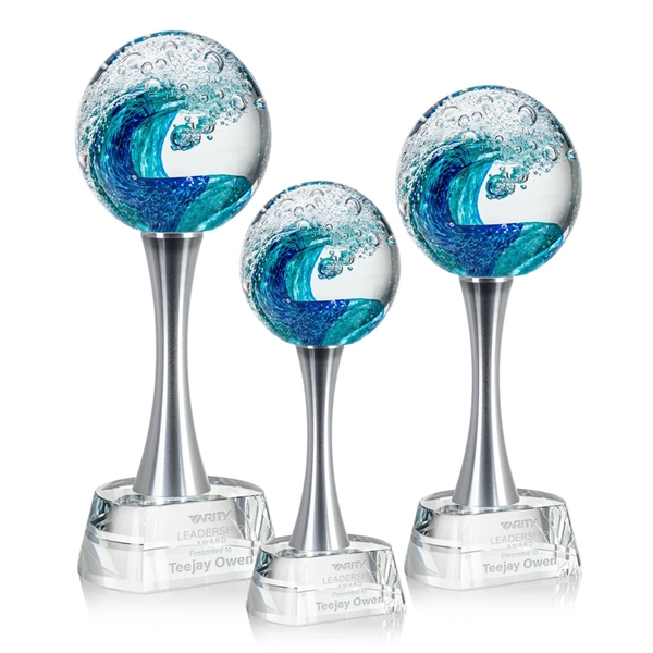 The magnificent Surfside Artglass award features a beautiful crashing blue wave... from ASI 84592 St Regis Group / St Regis