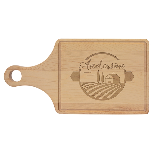Maple Cutting Board paddle shape with Drip Ring all around the... from ASI 72657 Active Life Promo / Apres Ski Ingrain Promo