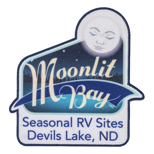 Satin polyester custom patches in assorted shapes and sizes with merrowed... from ASI 52263 EMT / EMT