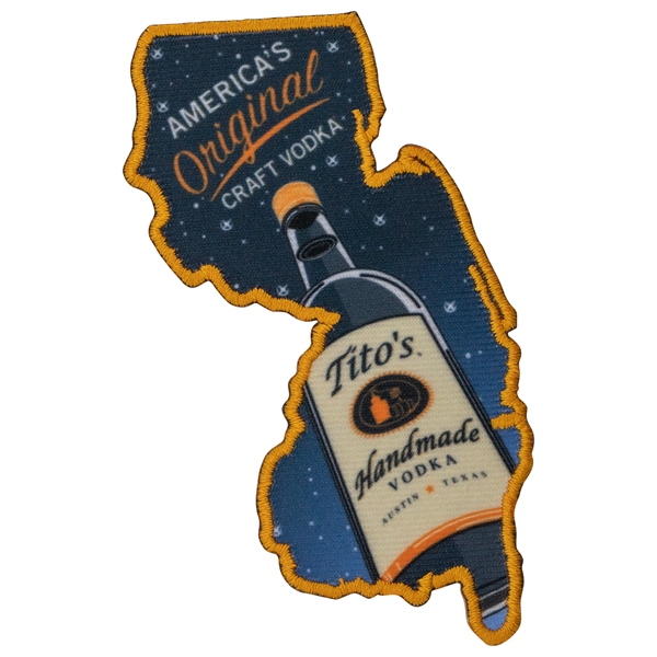 Satin polyester custom patches in assorted shapes and sizes with merrowed... from ASI 52263 EMT / EMT