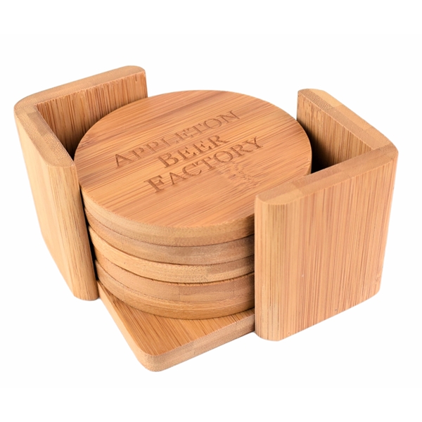 6 piece engravable coaster set with holder, made from bamboo.... from ASI 72657 Active Life Promo / Apres Ski Ingrain Promo