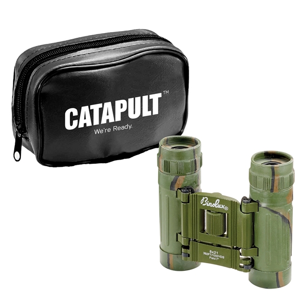 8 x 21 camouflage armored roof prism binocular with green carrying... from ASI 46170 Compass Industries Inc
