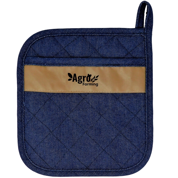 Quilted potholder made from poly/cotton twill, neoprene, & vegan leather &... from ASI 61966 HPG / Beacon Promotions